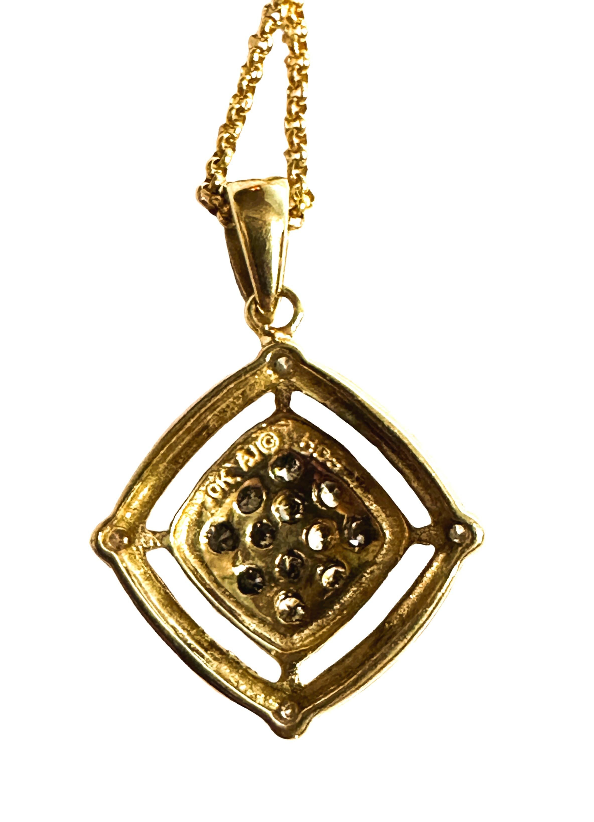 10k Gelbgold Diamant-Anhänger an italienischer Kette aus 14k Gelbgold 2