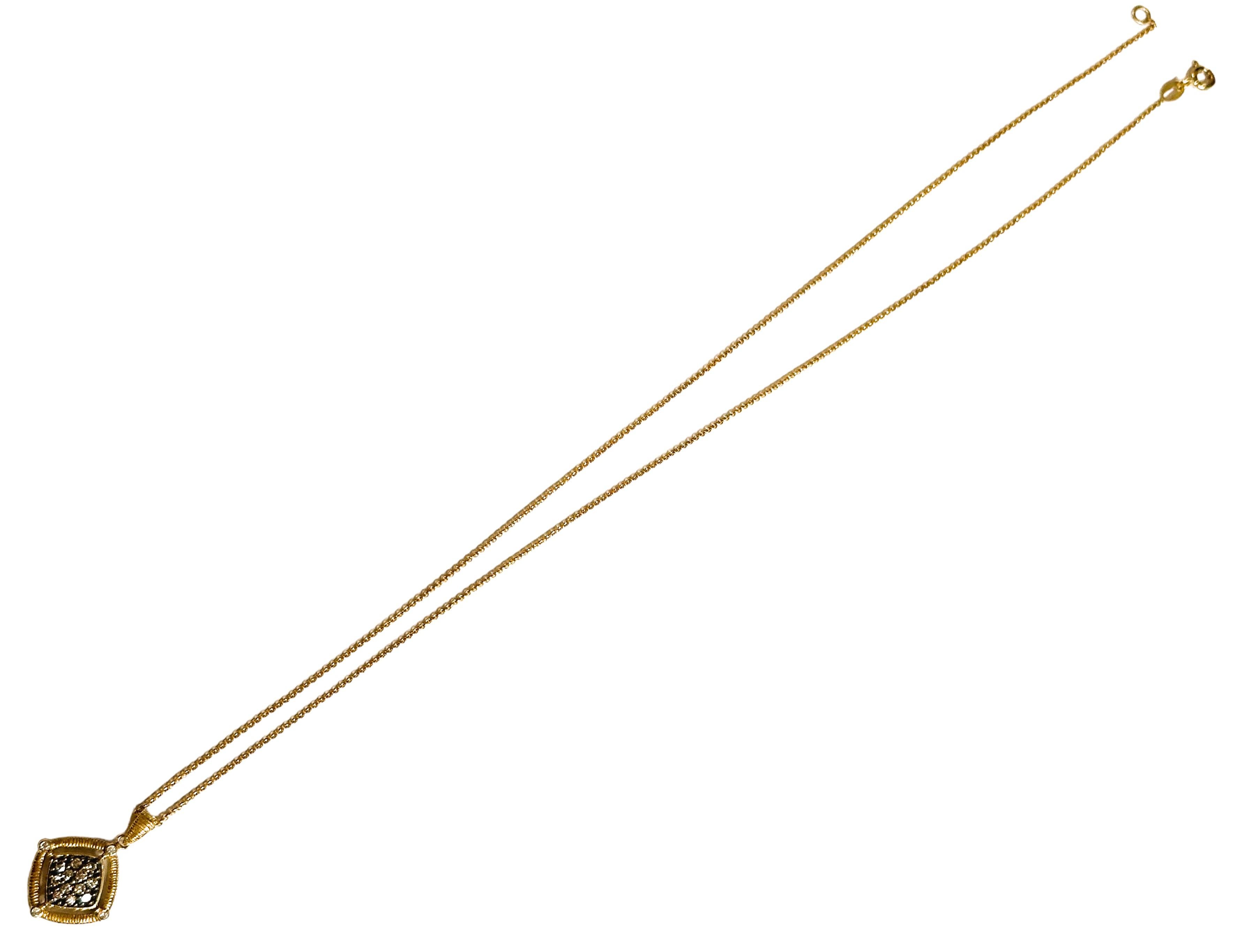 10k Gelbgold Diamant-Anhänger an italienischer Kette aus 14k Gelbgold 3