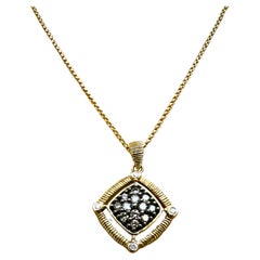 10k Gelbgold Diamant-Anhänger an italienischer Kette aus 14k Gelbgold