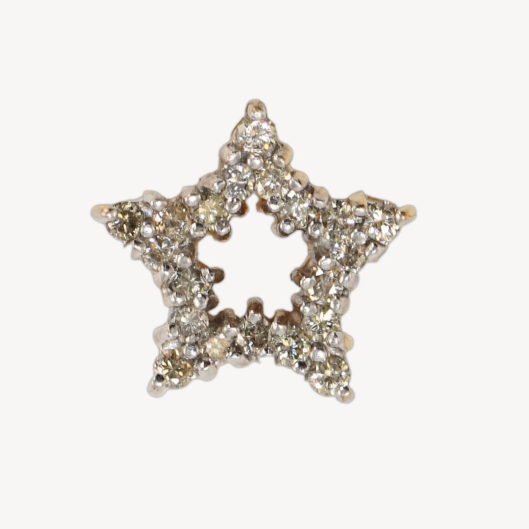 Round Cut 10K Yellow Gold Diamond Star Pendant Necklace 0.20ct For Sale