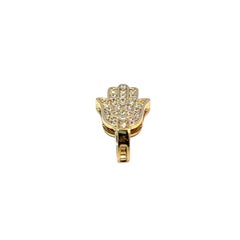 Solid Yellow Gold Diamond Studded Hamsa Pendant Charm