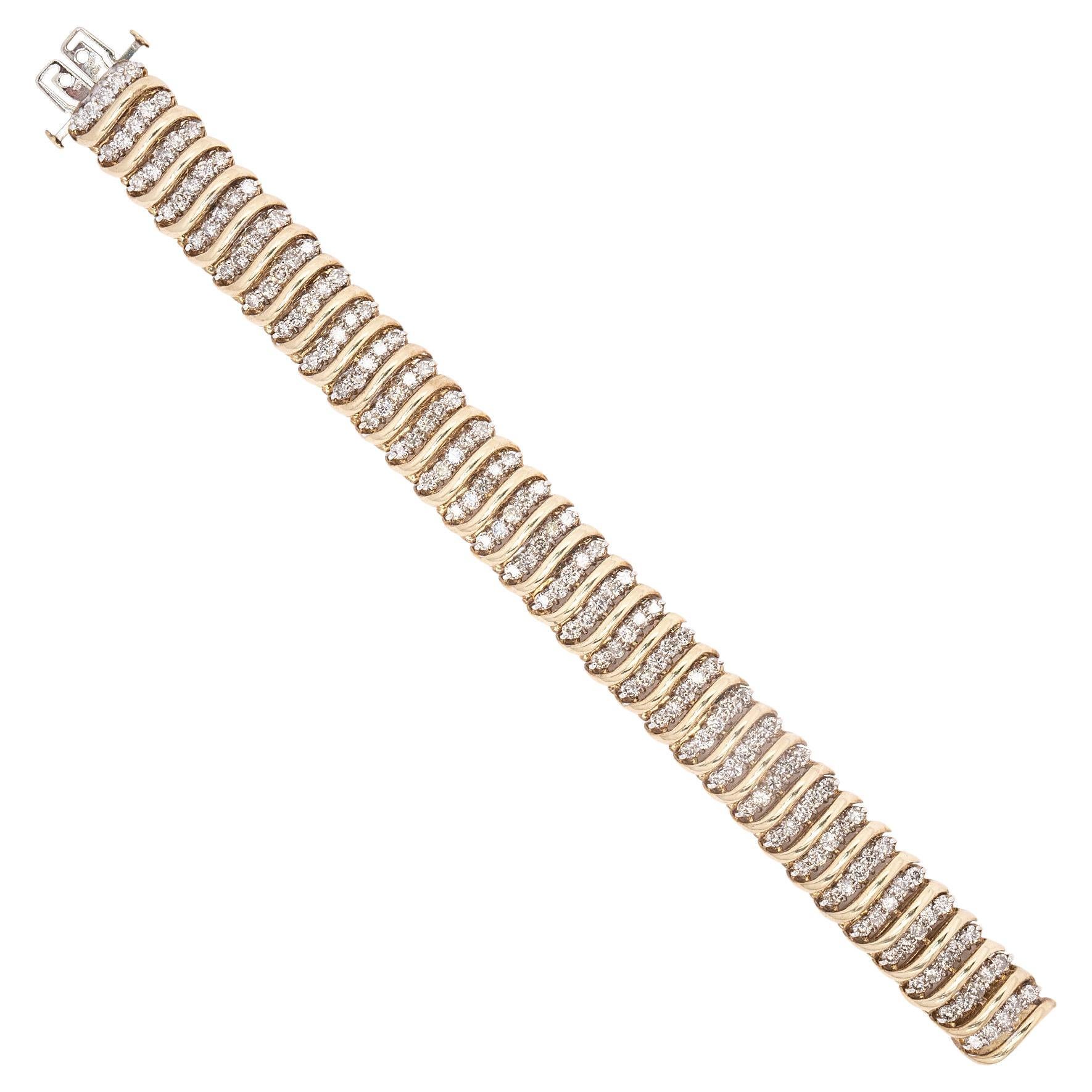 10k Yellow Gold 5ctw Natural Diamond Vintage Snake Bracelet