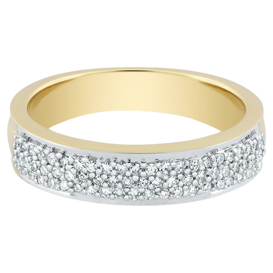 10K Gelbgold Diamond Wide Band Ring im Angebot