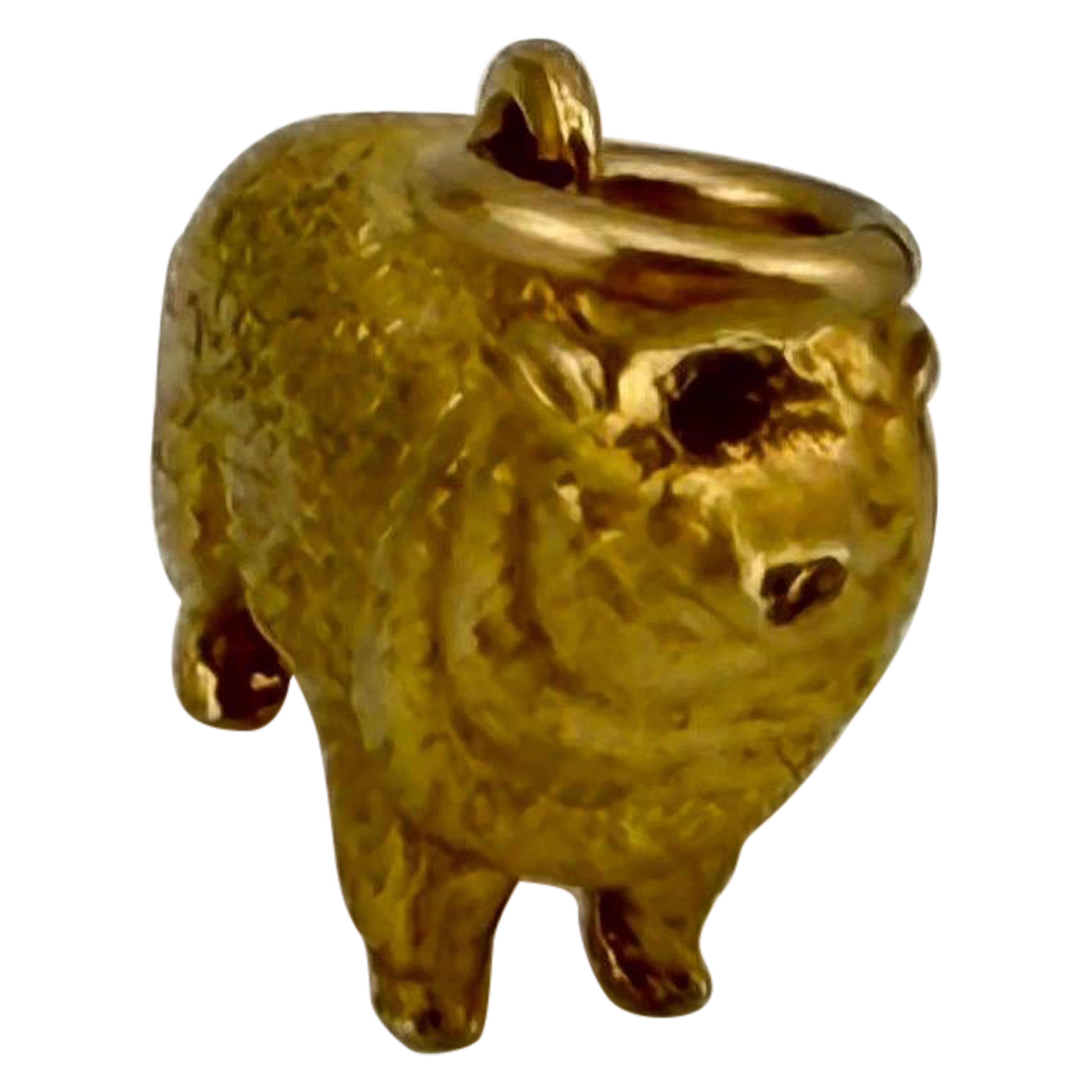 Ciondolo/Cane in oro giallo 10k in vendita