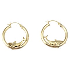 10K Yellow Gold Dolphin Hoop Earrings #21735