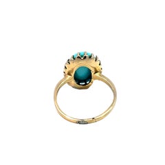 10k Yellow Gold Dome Shape Oval Turquoise Ring