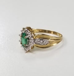 10 Karat Yellow Gold Emerald and Diamond Ring