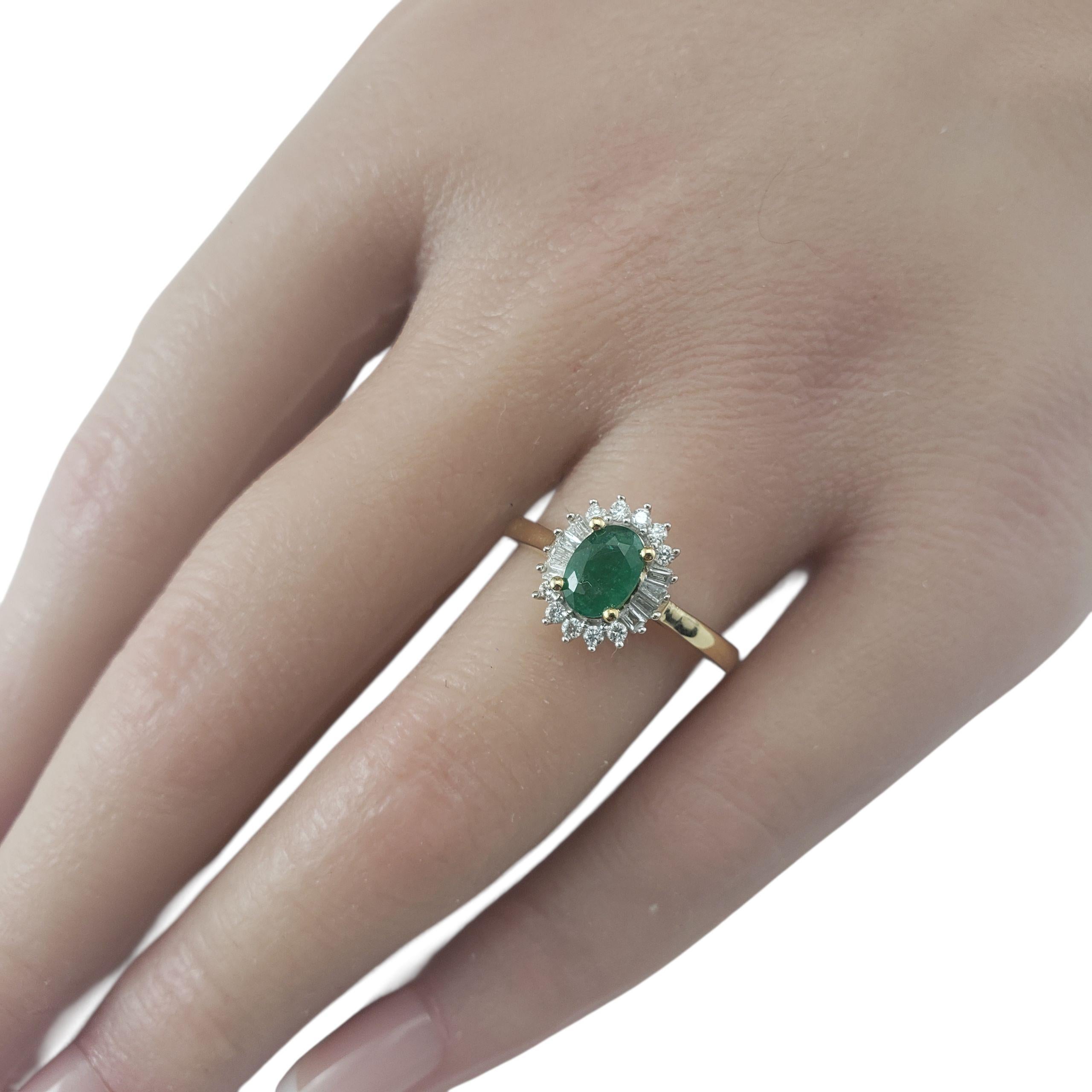 10K Yellow Gold Emerald and Diamond Ring Size 8 JAGi Certified #22663 en vente 1