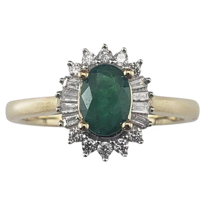 10K Yellow Gold Emerald and Diamond Ring Size 8 JAGi Certified #22663 en vente