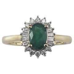 10K Yellow Gold Emerald and Diamond Ring Size 8 JAGi Certified #22663