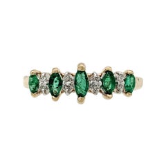 10 Karat Yellow Gold Emerald and Diamond Ring