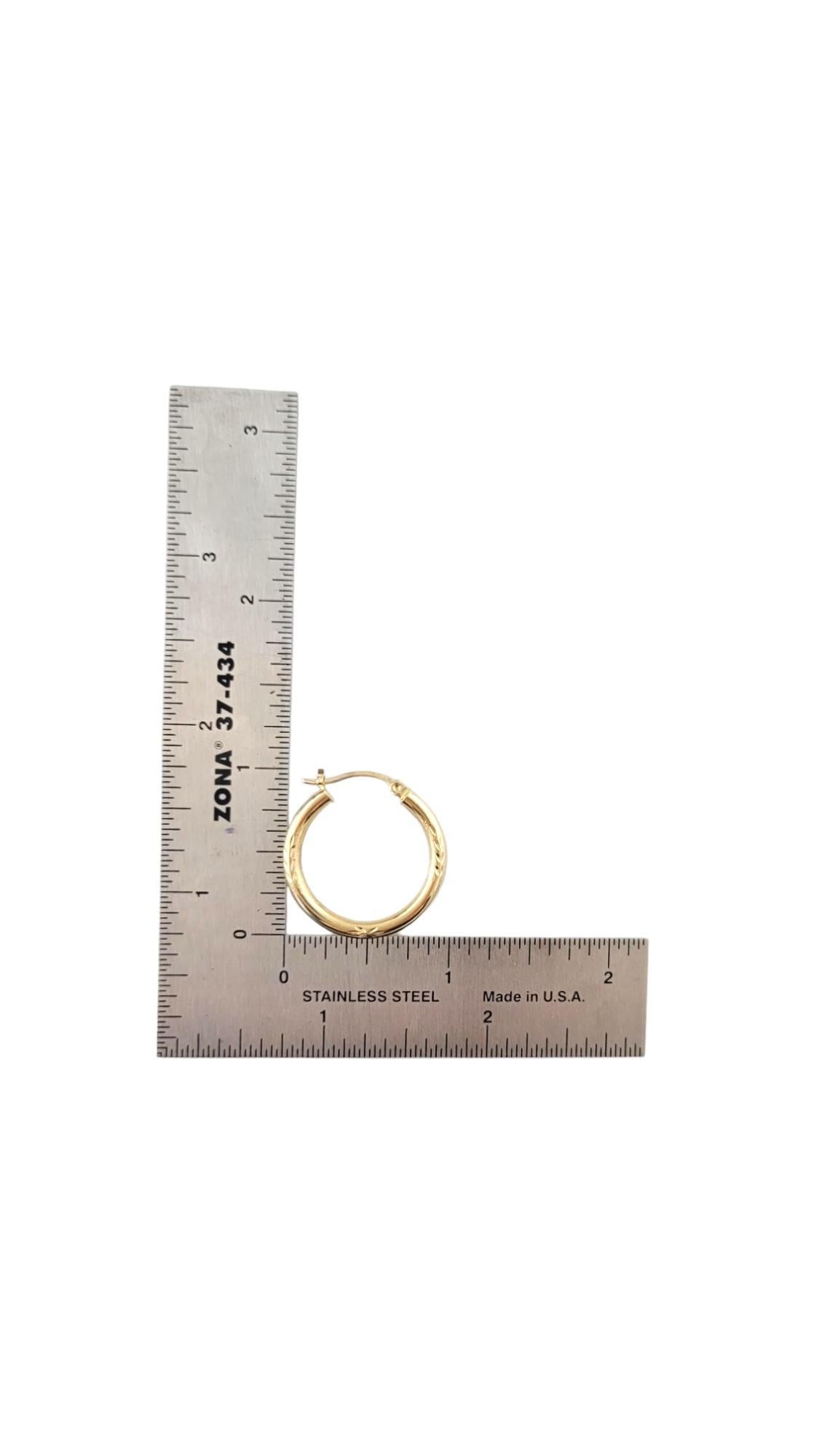 10K Yellow Gold Etched Circle Hoop Earrings #17582 4