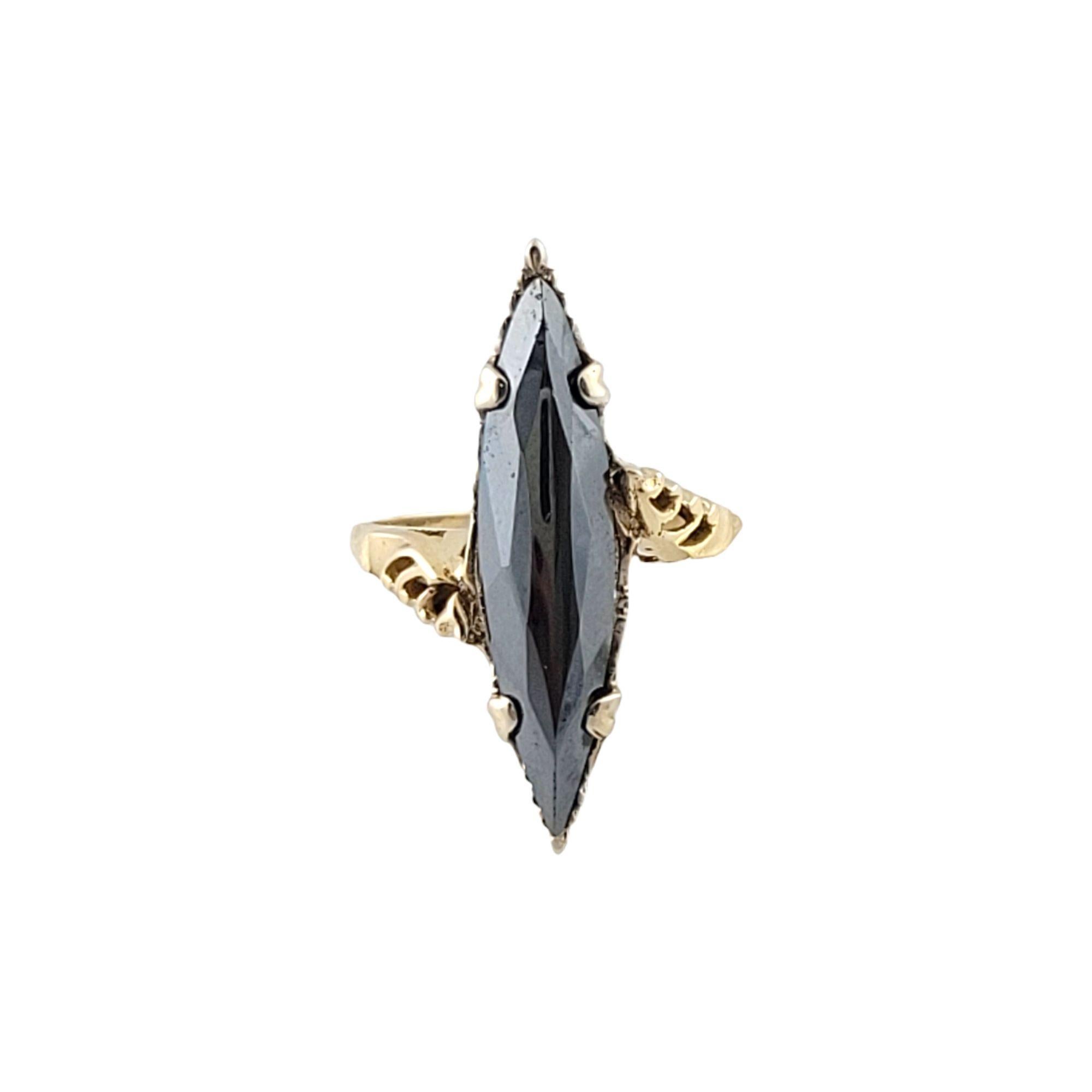 Facettierter Hämatit-Ring aus 10 Karat Gelbgold Größe 6,25 Damen