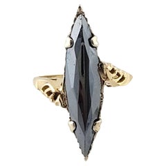 10k Yellow Gold Faceted Hematite Ring