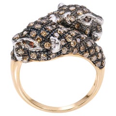 10k Yellow Gold Fancy Brown Diamond Panthere Ring