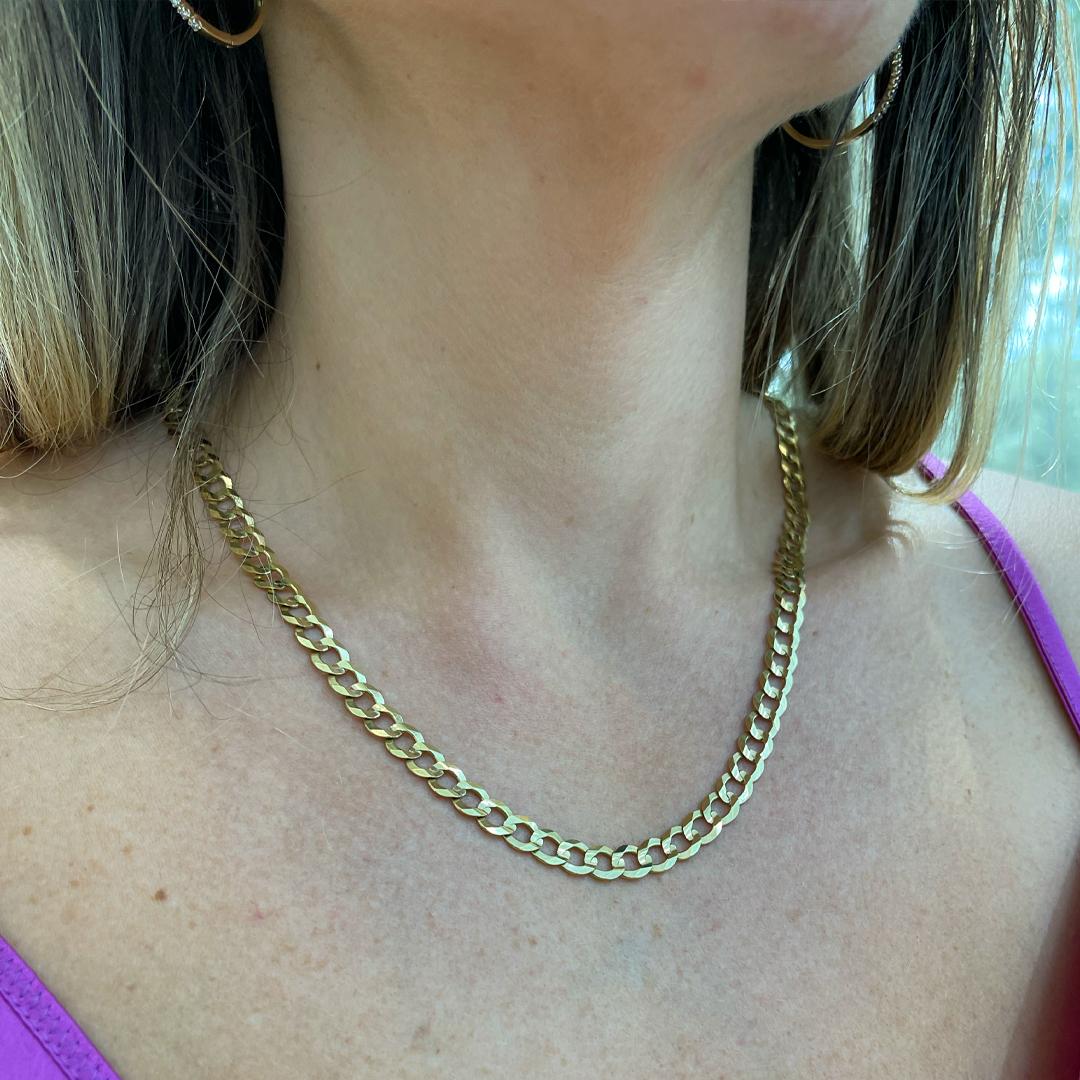 Women's or Men's 10K Yellow Gold Flat Cuban Link Chain
