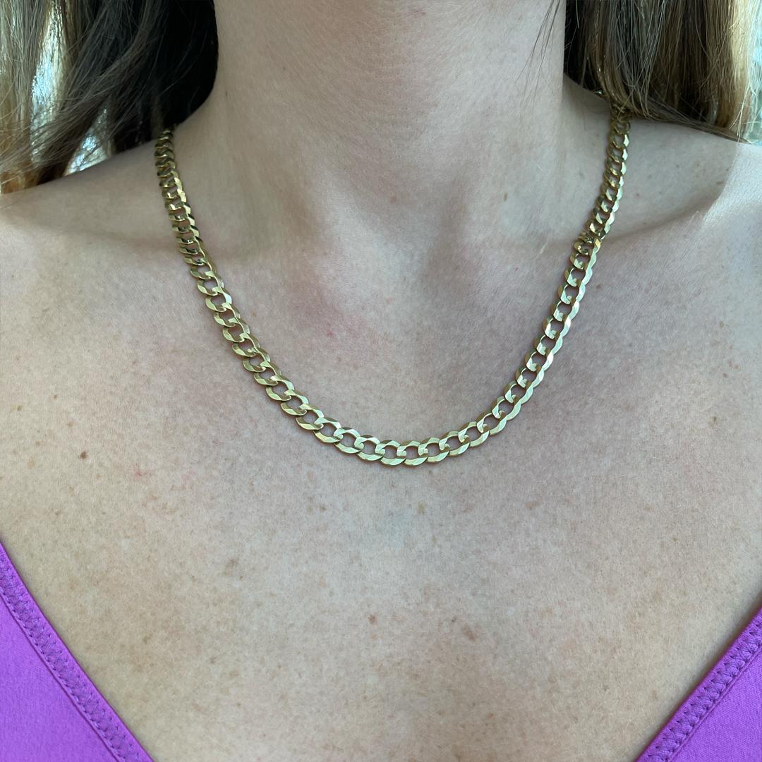 10K Yellow Gold Flat Cuban Link Chain 1