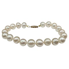 10K Yellow Gold Freshwater Pearl Bracelet 8 9mm 7 Inch