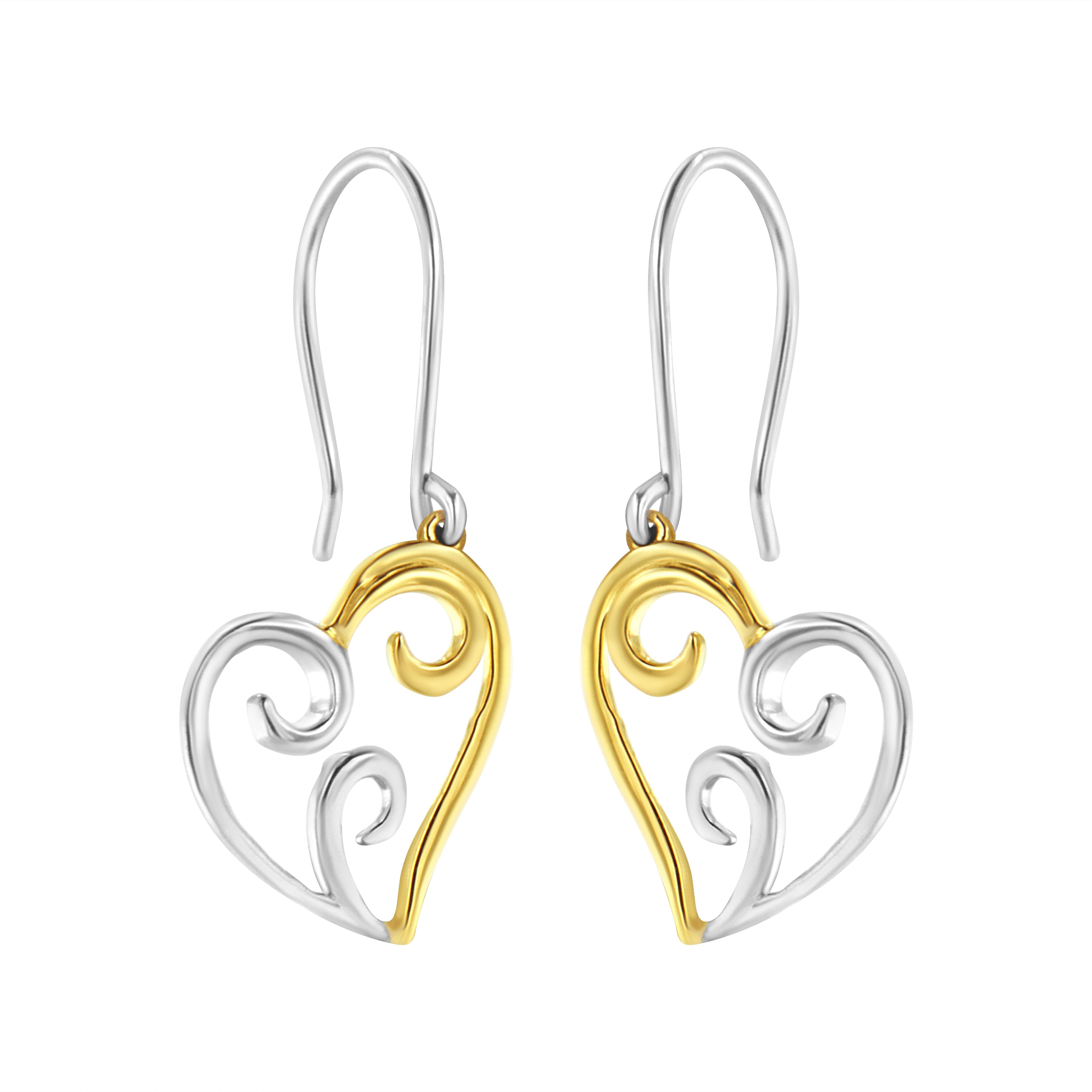 gold heart earrings dangle