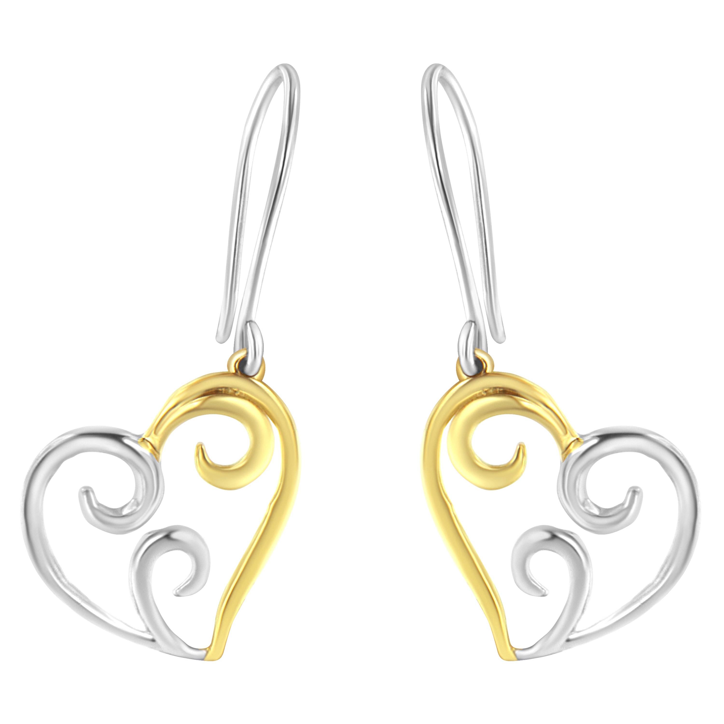 Pendientes Colgantes Corazón Oro Amarillo 10K