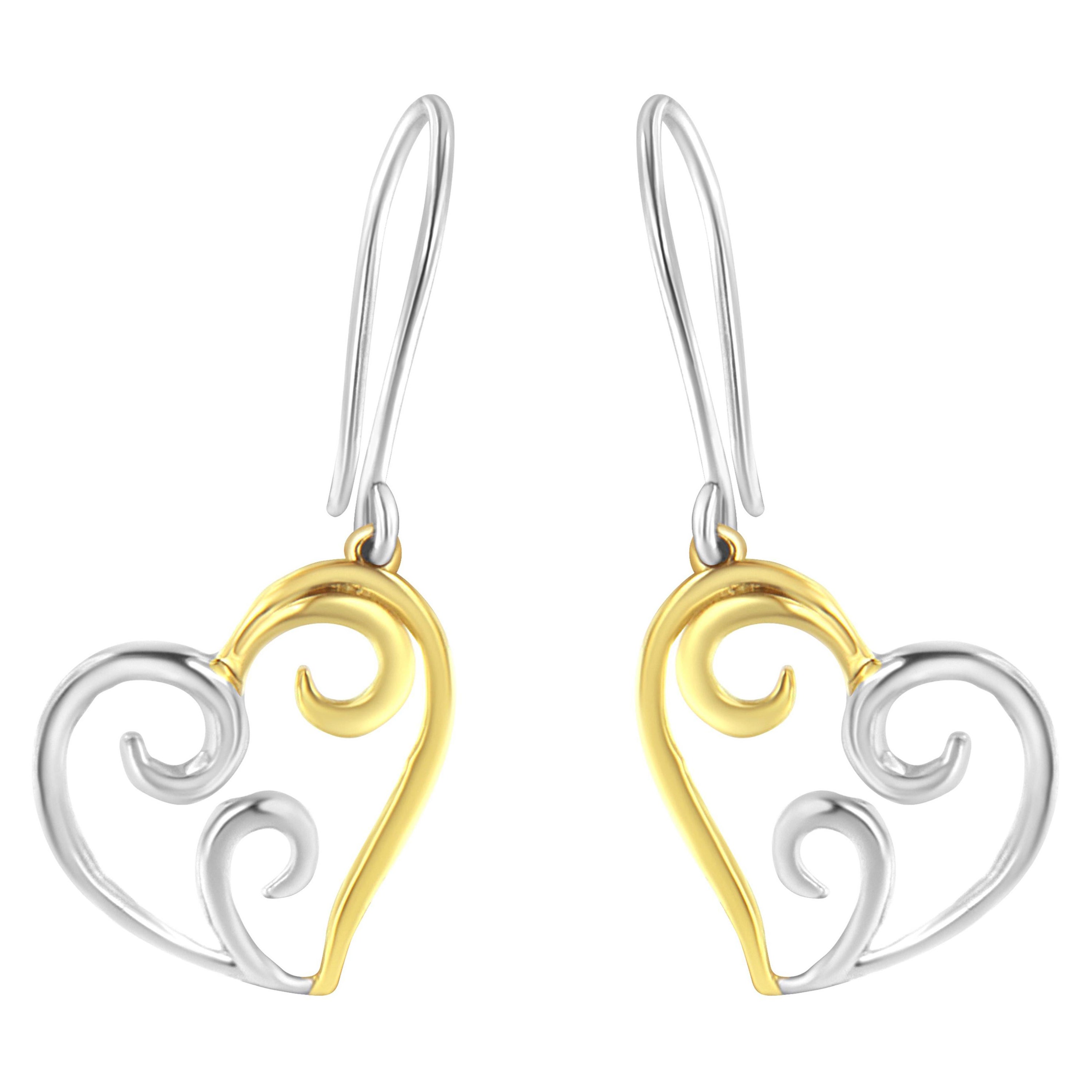 Pendants d'oreilles en forme de cœur en or jaune 10 carats