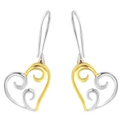 10K Yellow Gold Heart Dangle Earrings