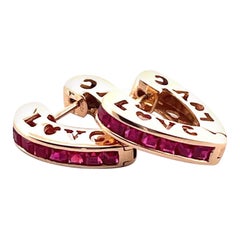 10K Yellow Gold Heart-Shaped Love Huggie Earrings with Rubies 10K Yellow Gold Heart-Shaped Love Huggie Earrings with Rubies