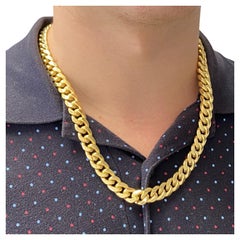 10K Yellow Gold Hollow CUBAN CHAIN NECKLACE 67GR 22' 11.4mm