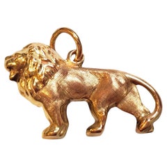 10K Yellow Gold Hollow Lion Charm #17995
