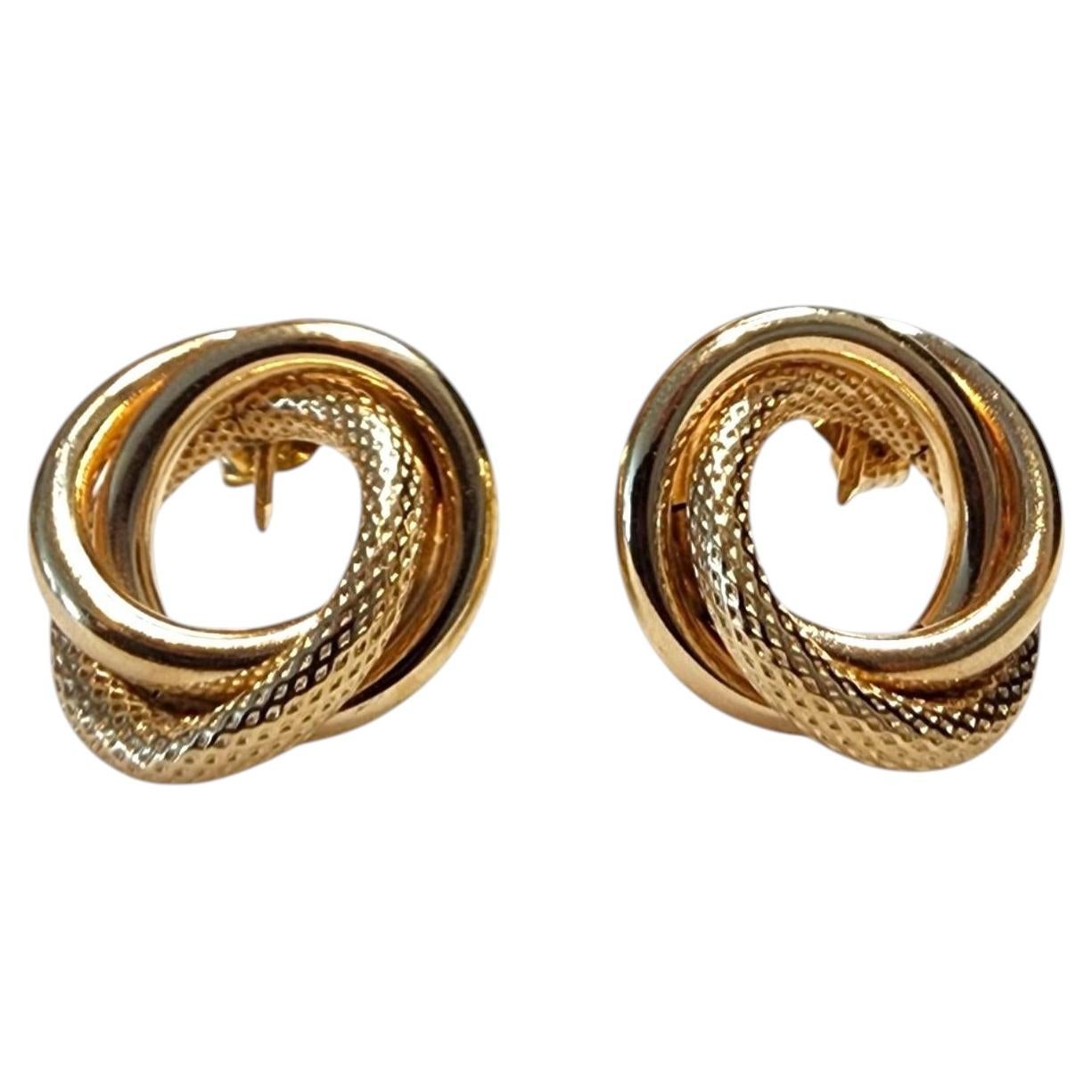 10K Yellow Gold Interlocking Circles Stud Earrings #25454 For Sale