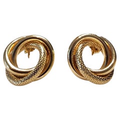 10K Yellow Gold Interlocking Circles Stud Earrings #25454