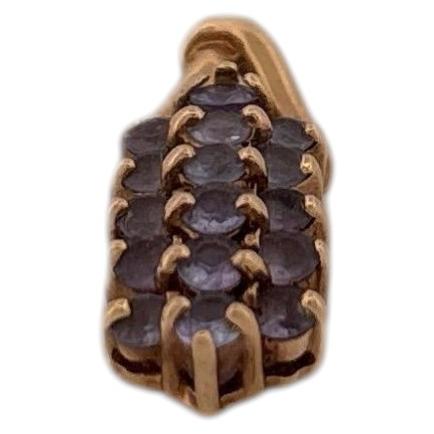 Vintage 10K Yellow Gold Iolite Cluster Pendant Necklace, 20th Century For Sale