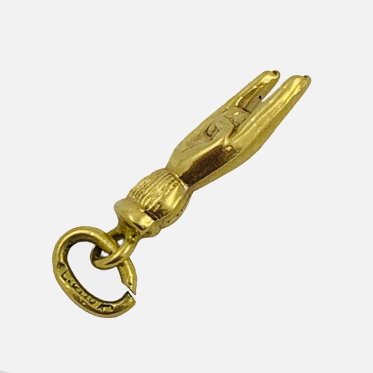 10 Karat Yellow Gold Italian 'Mano Cornuto' Good Luck Hand Charm