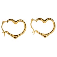 10K Yellow Gold Ladies Heart Shaped Hoop Earrings