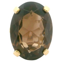 10k Yellow Gold Large Smoky Quartz Cocktail Ring Size 7