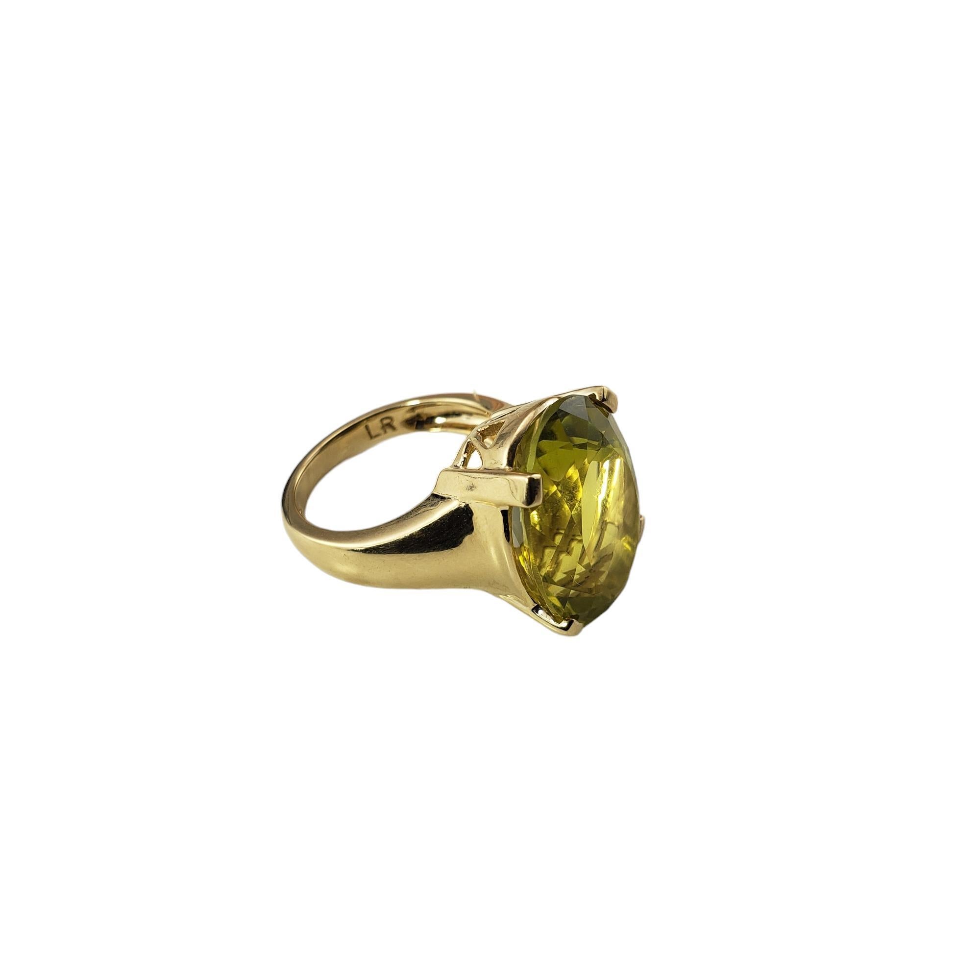 10K Yellow Gold Lemon Quartz Ring Size 8 #15789 In Good Condition For Sale In Washington Depot, CT