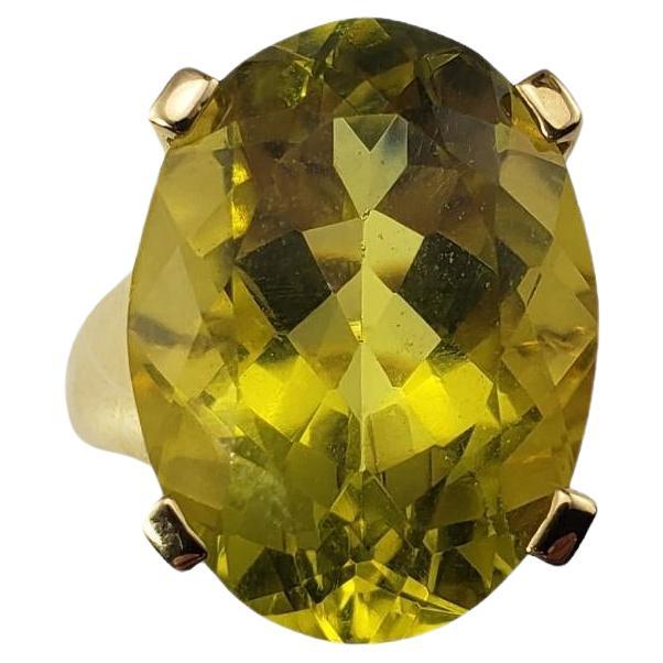 Bague en or jaune 10 carats avec quartz citron taille 8 n° 15789