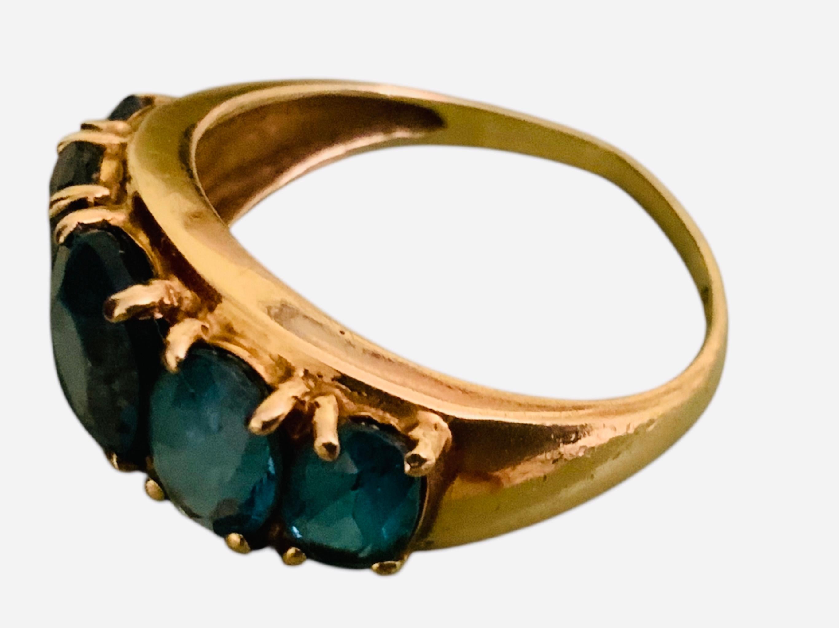 Anello Eternità in oro giallo 10K con Topazio Blu di Londra in vendita 4