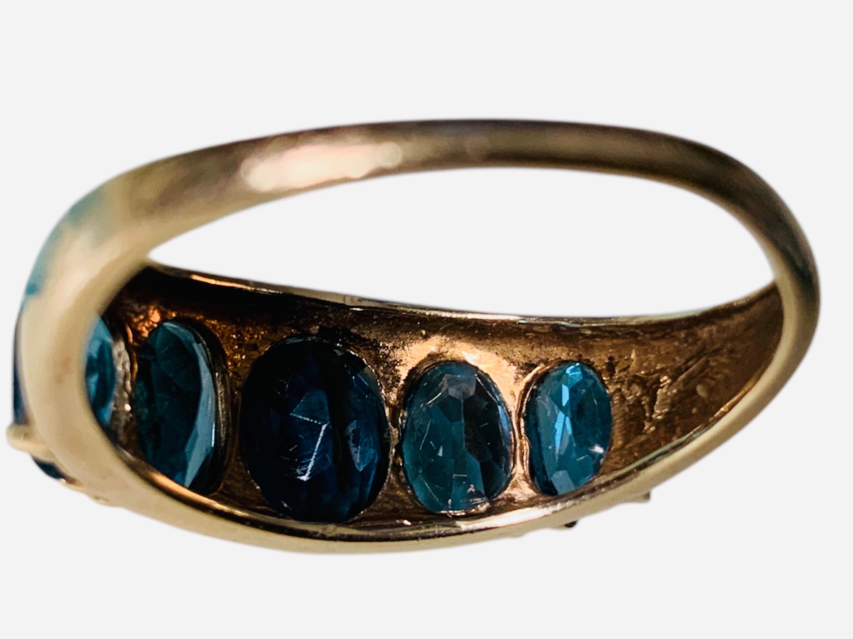 Anello Eternità in oro giallo 10K con Topazio Blu di Londra in vendita 6