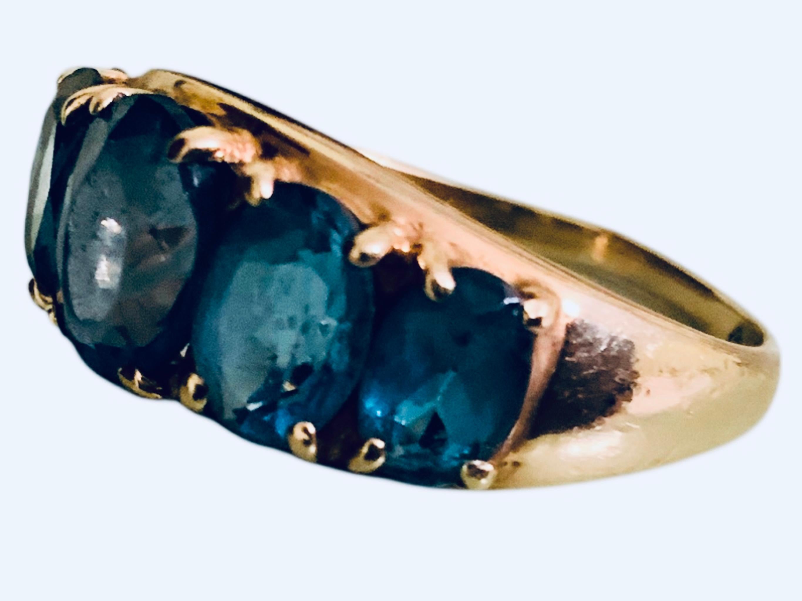Anello Eternità in oro giallo 10K con Topazio Blu di Londra in vendita 2