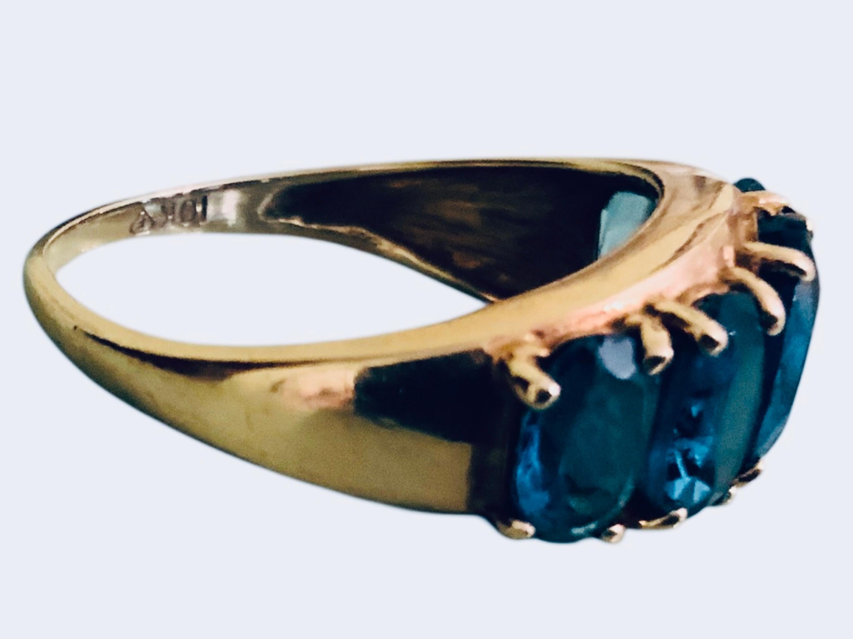 Anello Eternità in oro giallo 10K con Topazio Blu di Londra in vendita 3