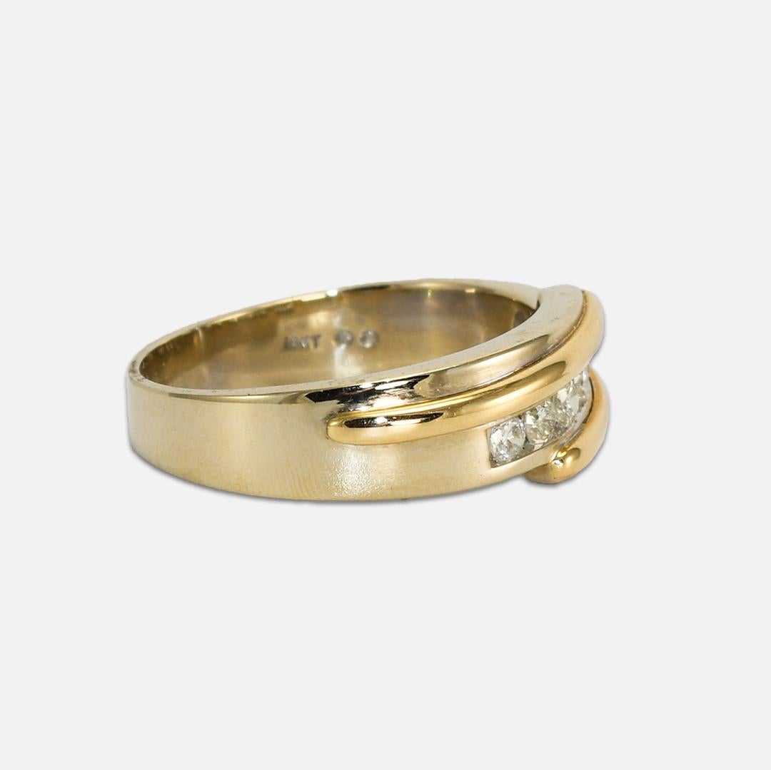 Round Cut 10K Yellow Gold Men's Diamond Wedding Band 0.50ct For Sale