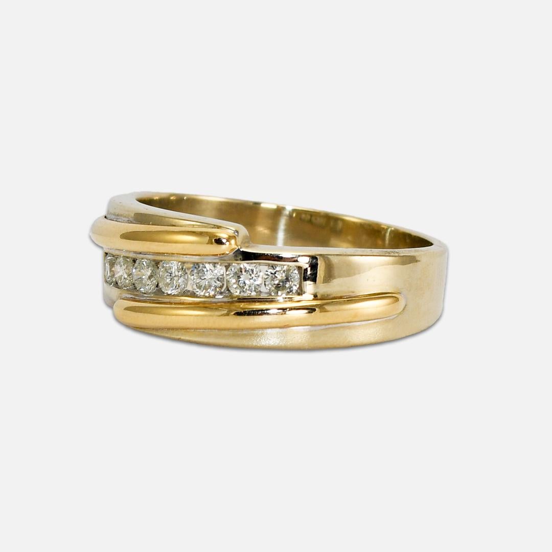 10K Yellow Gold Men's Diamond Wedding Band 0.50ct For Sale 2