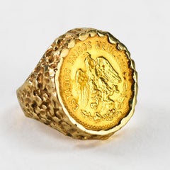 Anillo 5 Pesos Oro Amarillo 10K México 12g