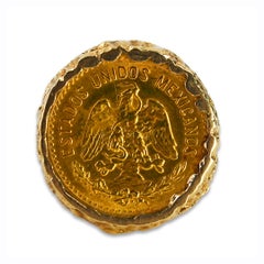 Vintage 10K Yellow Gold Mexico Gold 5 Peso Ring 12g