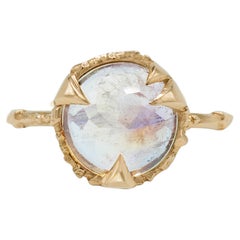 10k Yellow Gold Moonstone Mystical Solitaire Ring