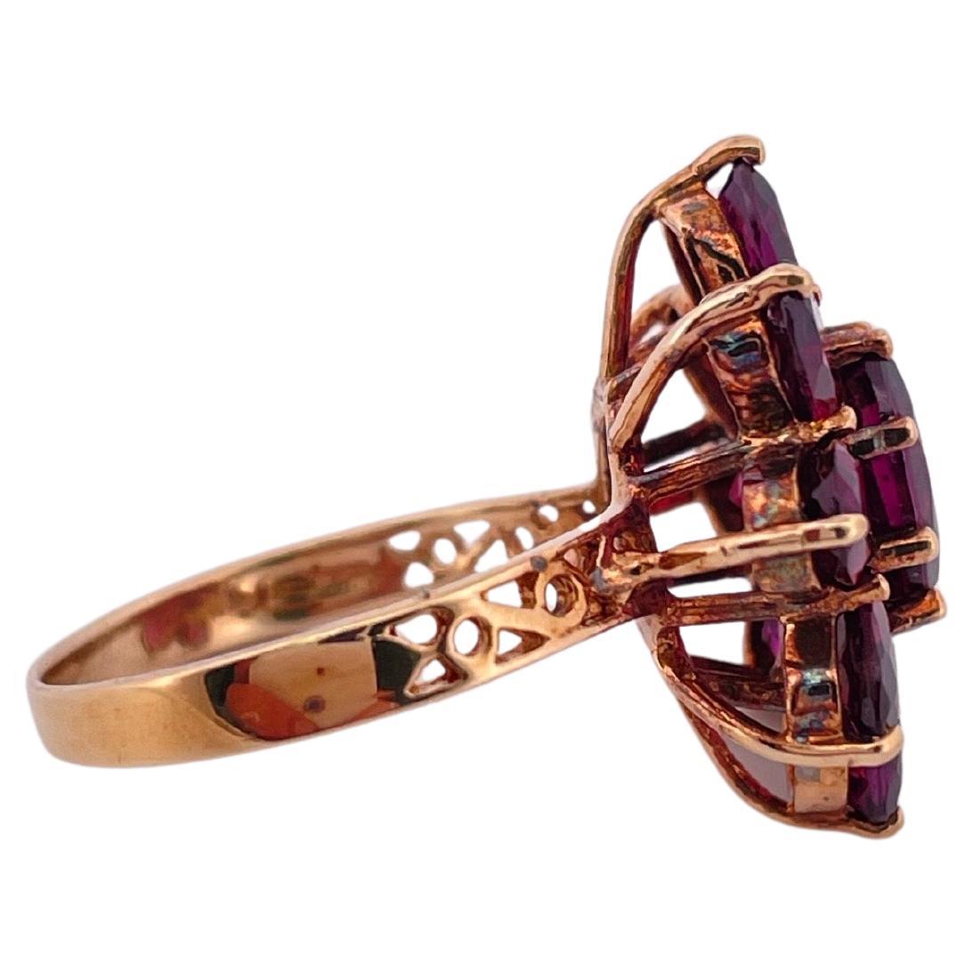 Oval Cut 10k Yellow Gold Morganite Flower Ring For Sale