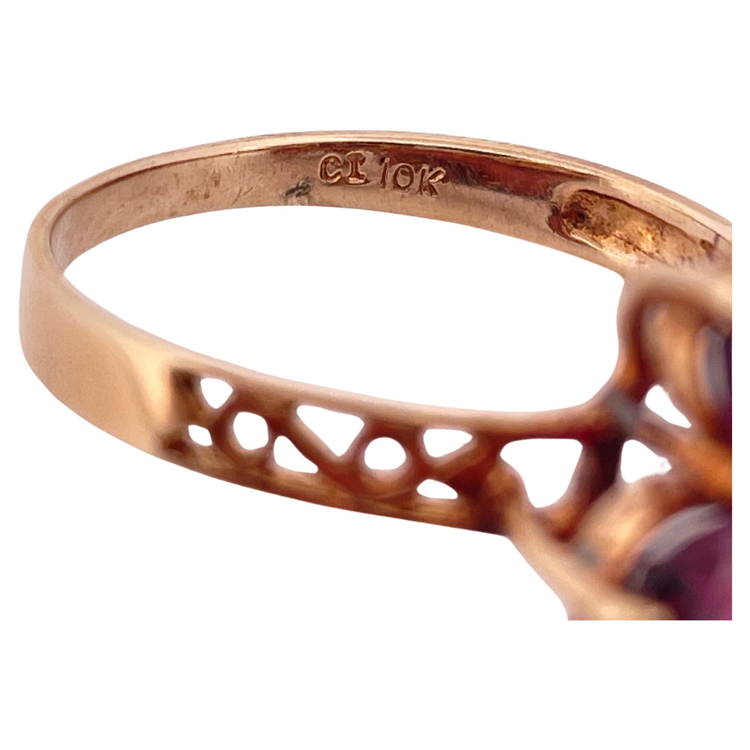 10k Yellow Gold Morganite Flower Ring For Sale 1