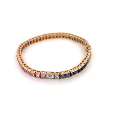 10K Yellow Gold Multi-Colored Synthetic Sapphire Bracelet