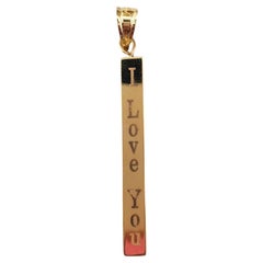 10K Yellow Gold Multi Language "I Love You" Bar Pendant #17931
